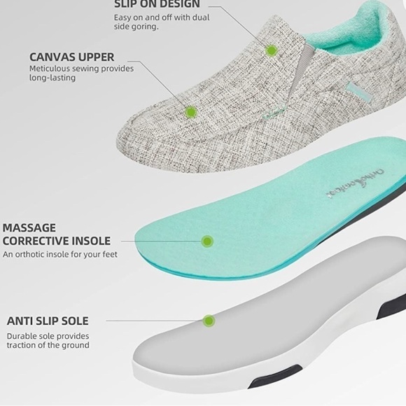 OrthoComfoot Women Canvas Slip on Shoes, Comfort Plantar Fasciitis size 8.5 - Picture 12 of 16